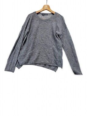 360 Sweater 100% Cashmere Crewneck Sweater‎ L Gray Waffle Knit Slouchy